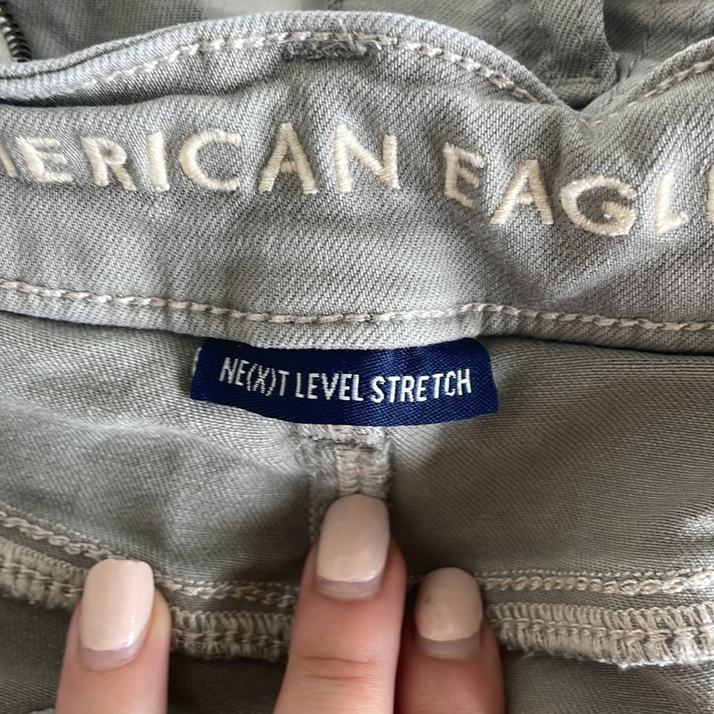 Grey Camo American Eagle Low Rise Stretchy Ankle Jeans - Picture 3 of 5